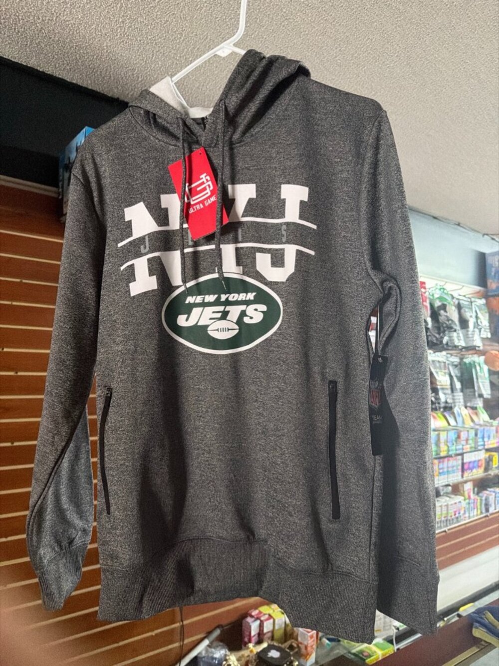 Ultra Game New York Jets Hoodie Pullover Heather Grey NWT Mens Small